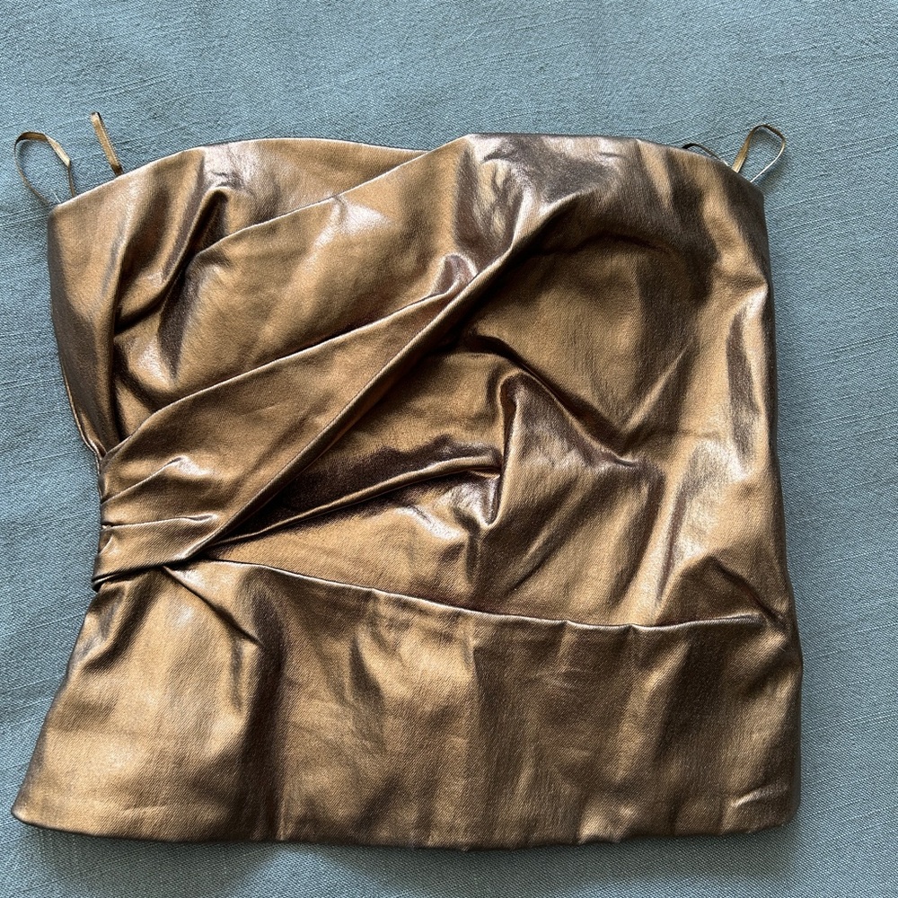 Zara Metallic Bronze Crop Top